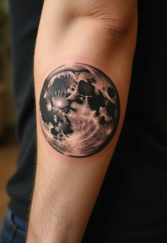 30 Moon Tattoos for Men That Radiate Power and Mystery - 21. Vintage Moon Tattoo