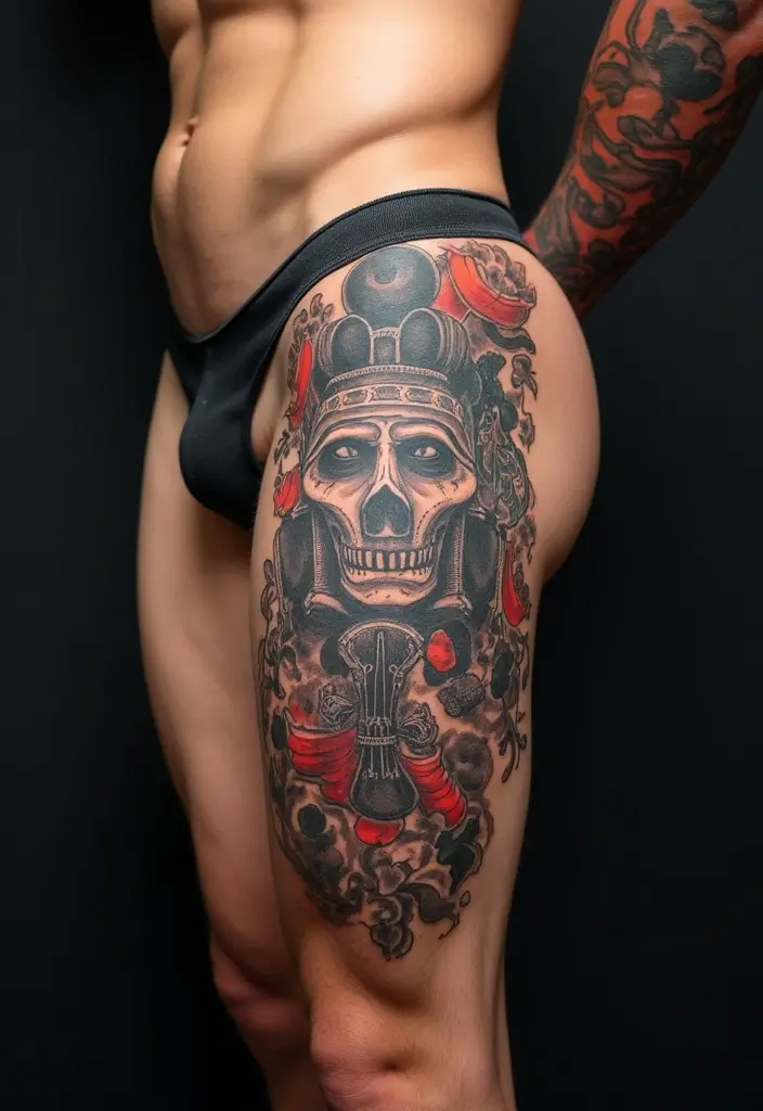 30 Most Popular Body Parts for Men to Tattoo - 21. Inner Thigh Tattoos