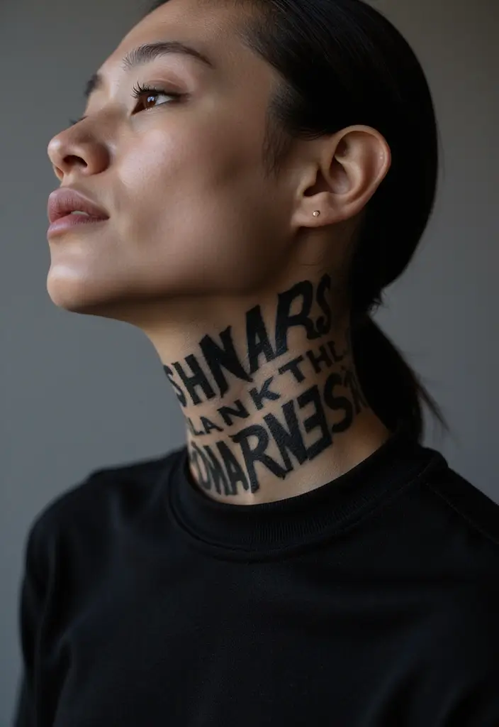 30 Neck Tattoo Fonts That Stand Out - 21. Shadowed Fonts
