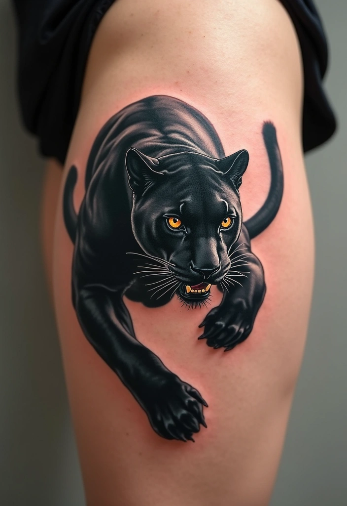 30 Panther Tattoo Designs That Represent Power and Mystery - 21. Panther in Action