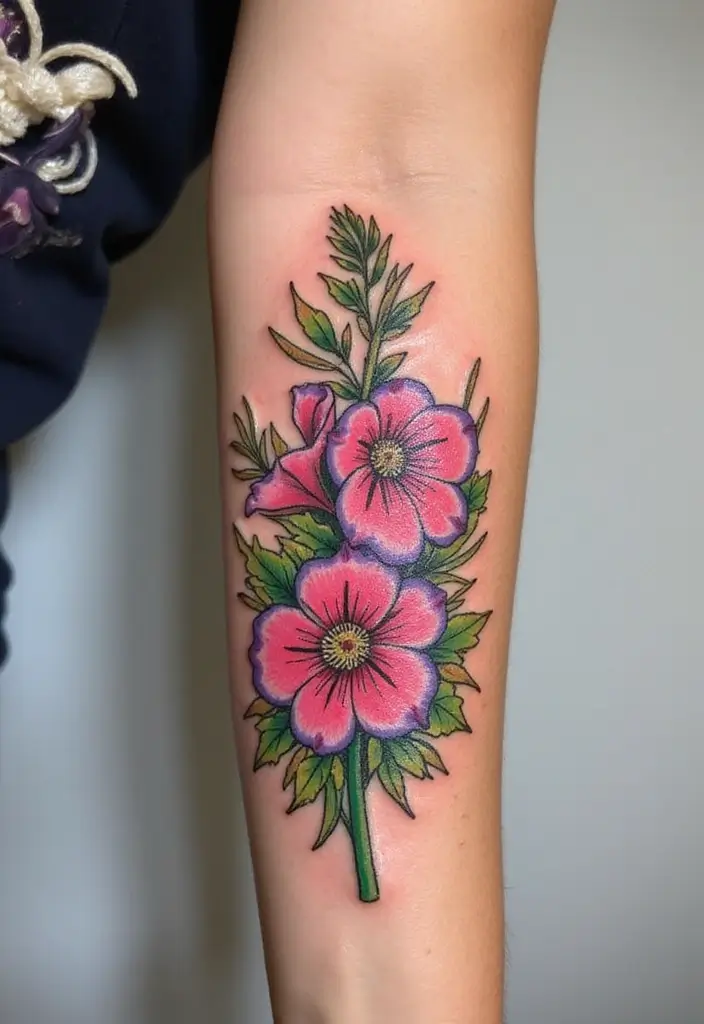 30 Rainbow Tattoos That Symbolize Hope and Diversity - 21. Rainbow Foxglove Tattoo
