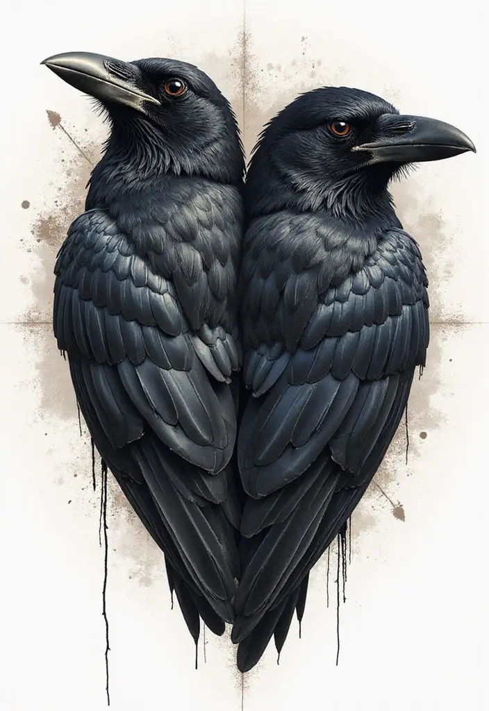 30 Raven Tattoo Shoulder Designs That Look Powerful - 21. Dual Raven Masks