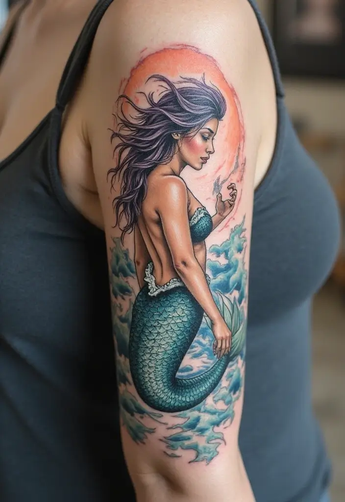 30 Realism Mermaid Tattoo Inspirations That Look Breathtaking - 21. The Whispering Tides