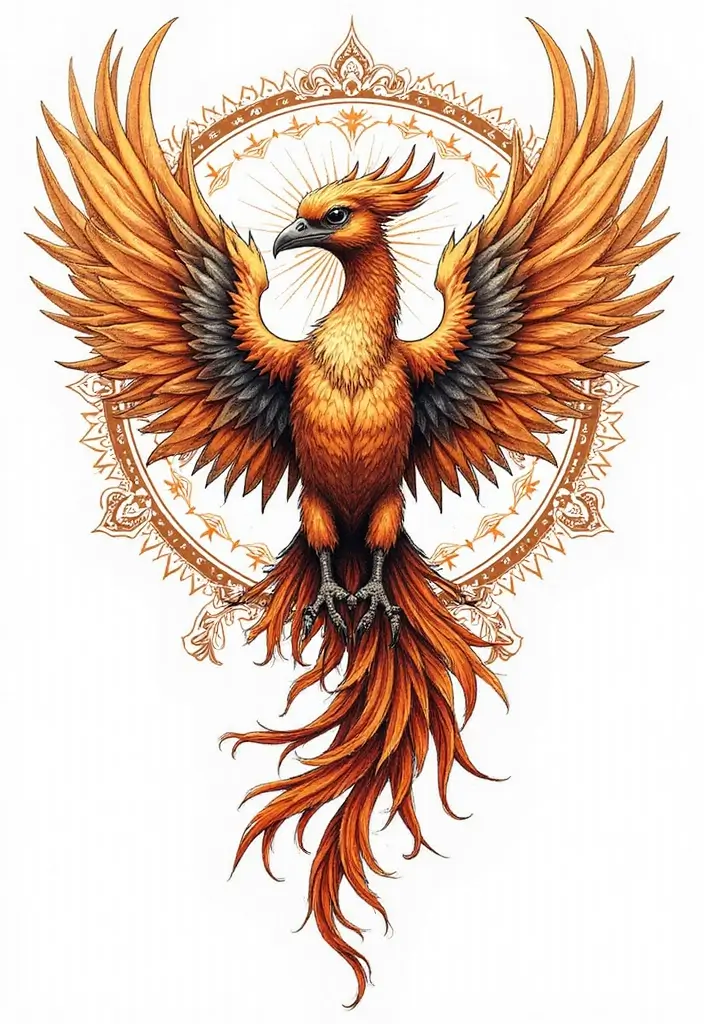 30 Rise of the Phoenix Tattoos That Symbolize Rebirth - 21. Phoenix with Mandala Elements