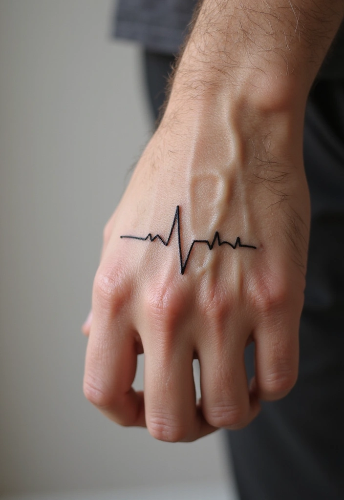 30 Symbol Hand Tattoos for Men That Speak Volumes - 21. The Heartbeat Line