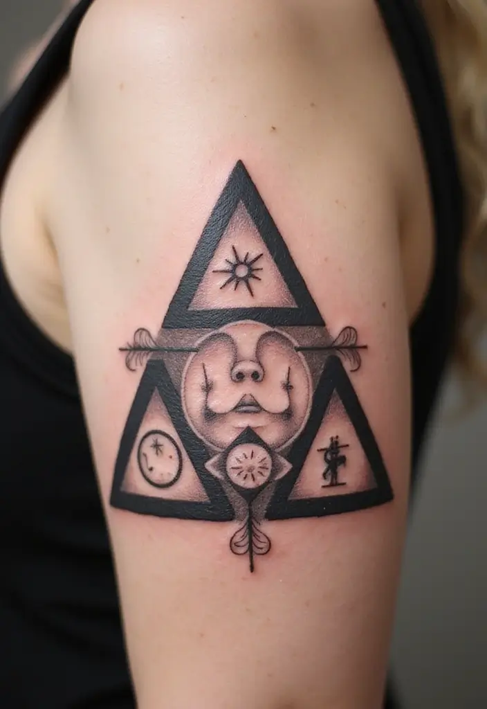 30 Triangle Tattoos for Guys That Carry Symbolic Meaning - 21. The Journey Triangle