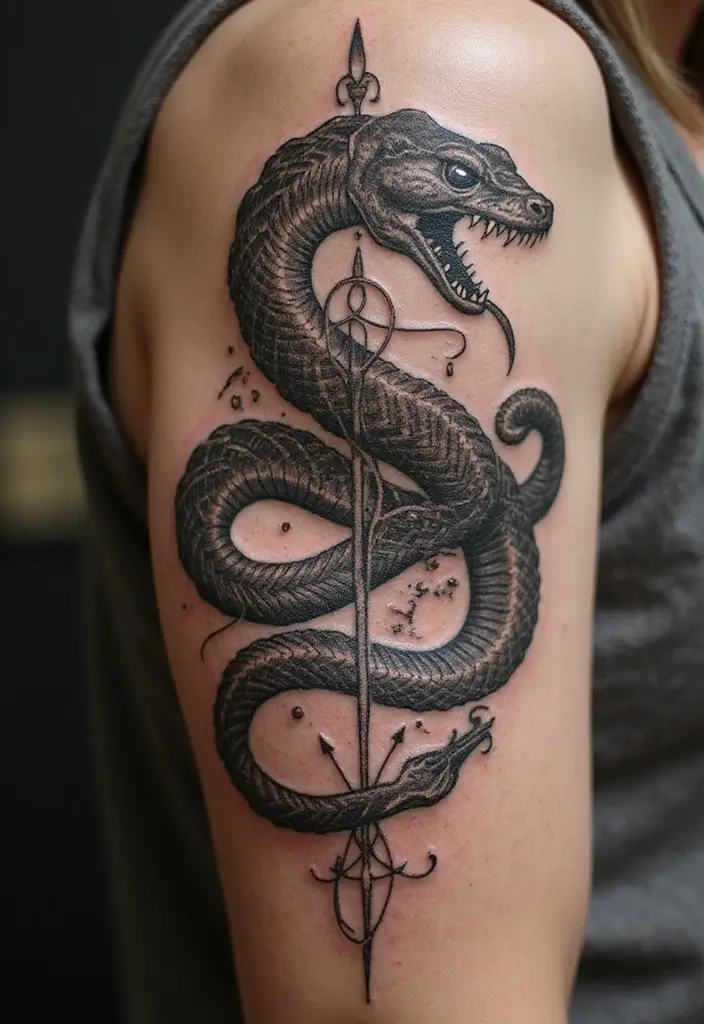 30 Viking Snake Tattoo Designs with Norse Symbolism - 21. Vintage Viking Snake