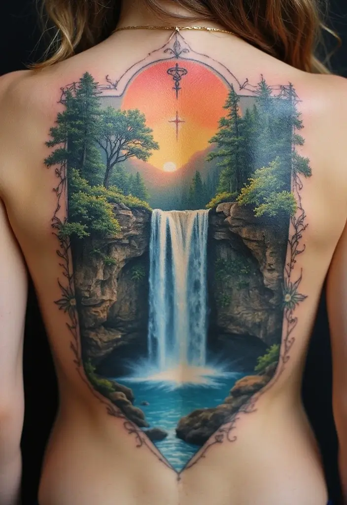 30 Waterfall Tattoos That Flow with Beauty - 21. Waterfall Symbols