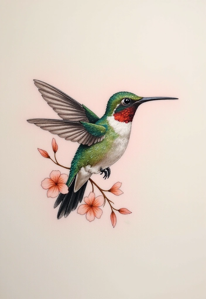30 3D Hummingbird Tattoos That Feel Lifelike - 22. The Delicate Balance