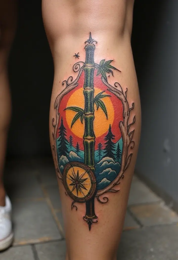 30 Bamboo Tattoo Meaning and Artistic Designs - 22. Spirit of Adventure