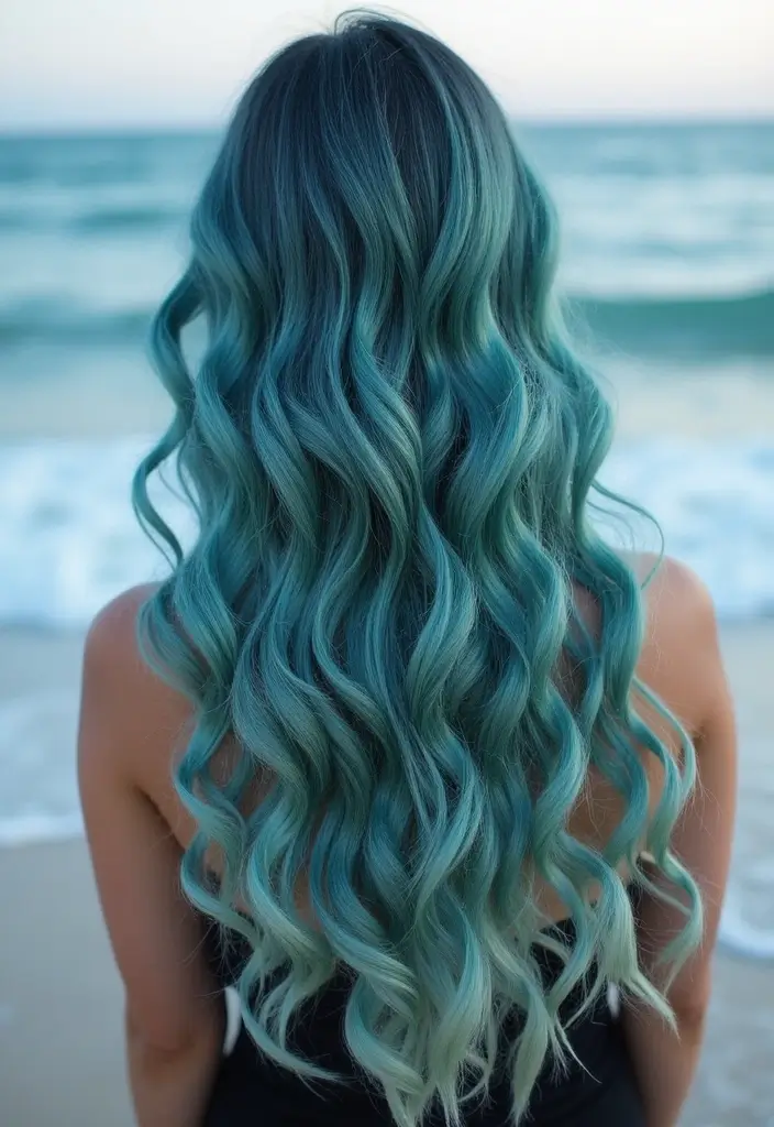 30 Black Hair Tattoos That Make a Bold Statement - 22. Hair and Ocean Connection
