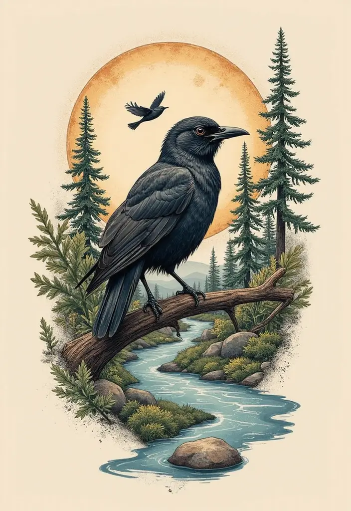 30 Blackbird Tattoo Meaning and Stunning Design Inspirations - 22. Harmony with the Earth