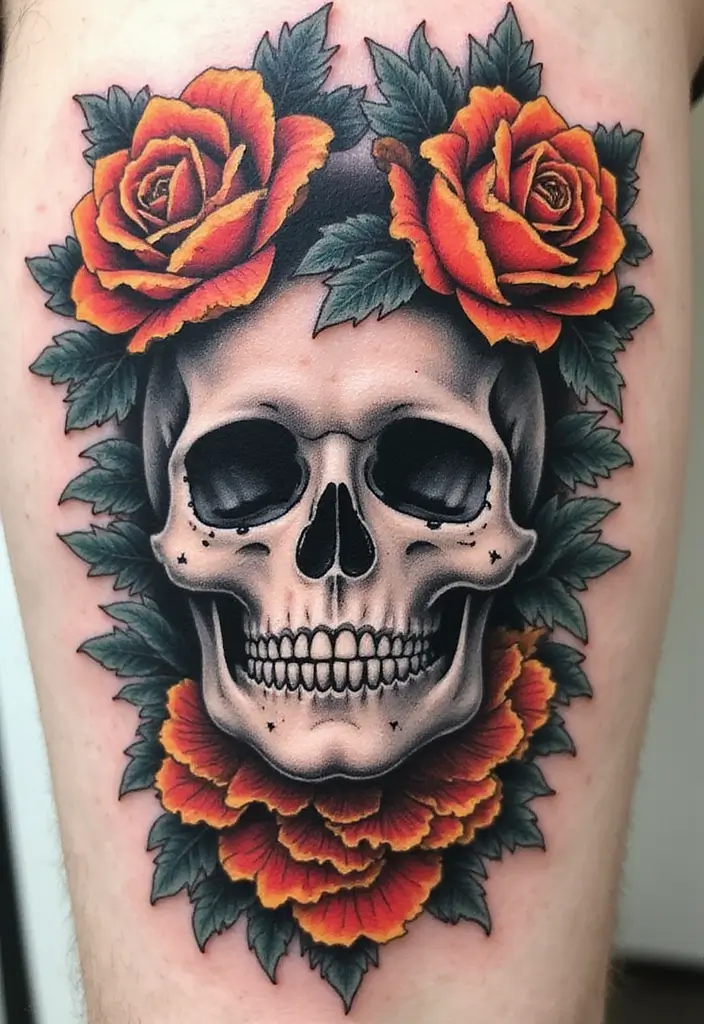 30 Calavera Tattoo Inspirations for Day of the Dead - 22. Ombre Effects