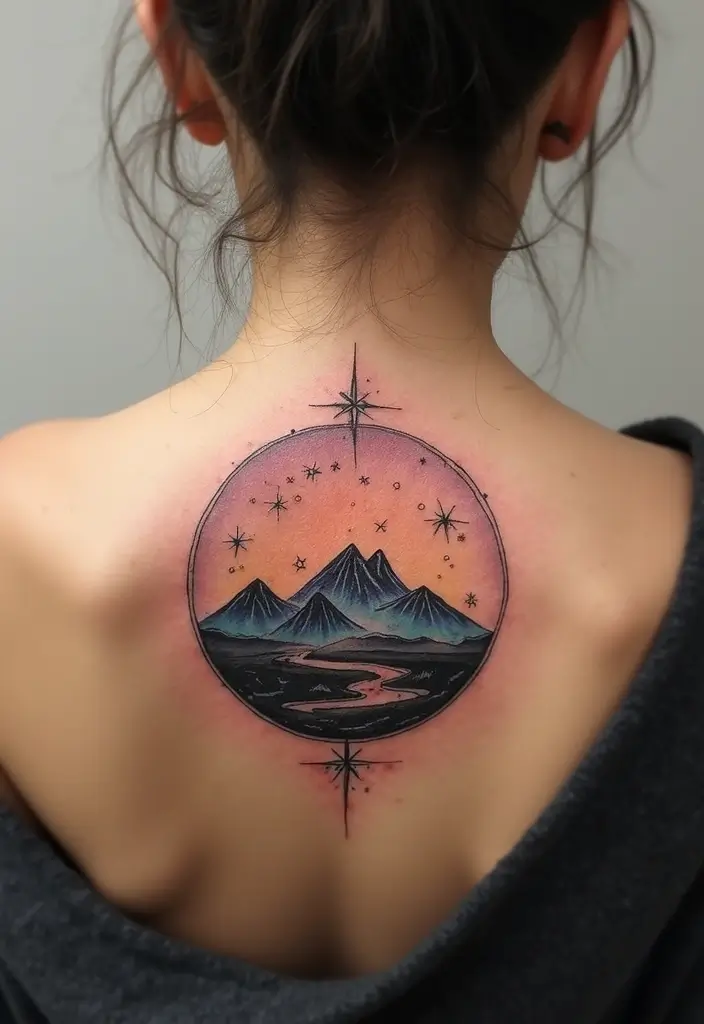 30 Celestial Star Tattoo Inspirations Full of Magic - 22. Celestial Tattoos with Nature Elements