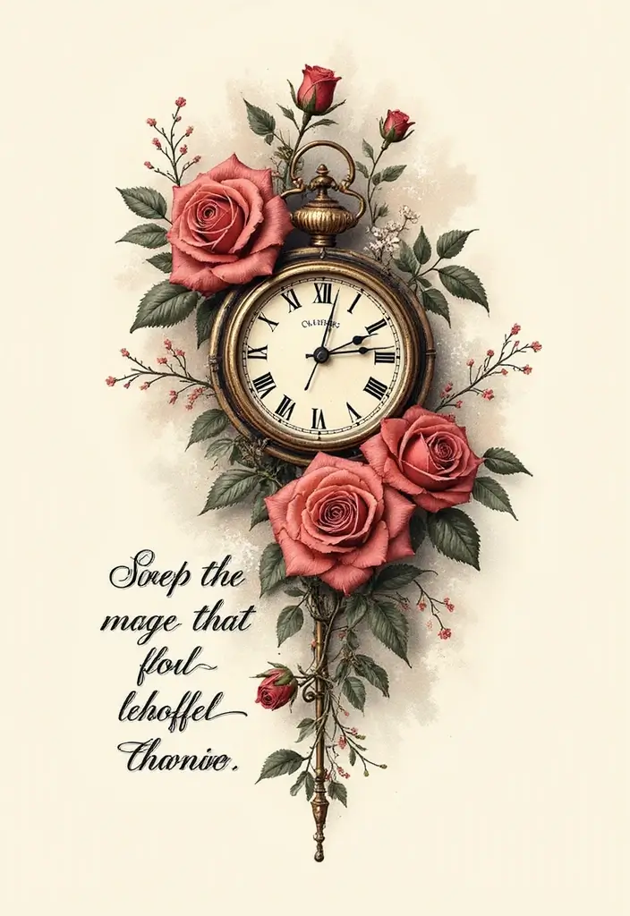 30 Clock and Rose Tattoos That Symbolize Time and Love - 22. Timeless Quotes