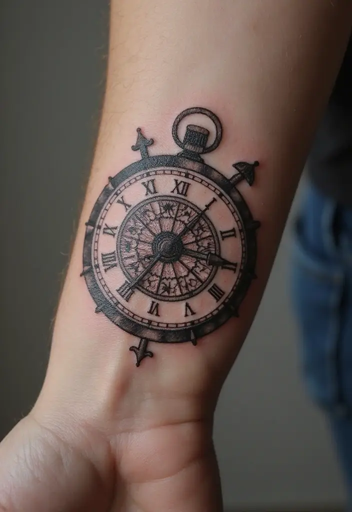 30 Clock Tattoo on Hand Ideas That Stand the Test of Time - 22. Clock with Zodiac Signs