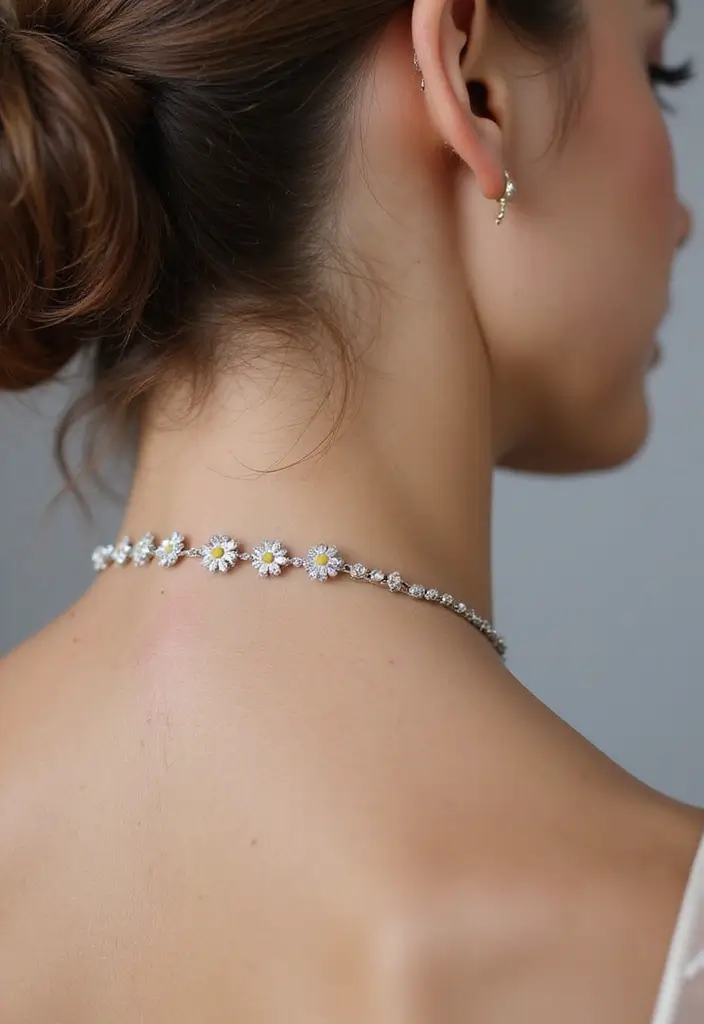 30 Daisy Chain Tattoo Inspirations for a Delicate Look - 22. Daisies at the Base of the Neck