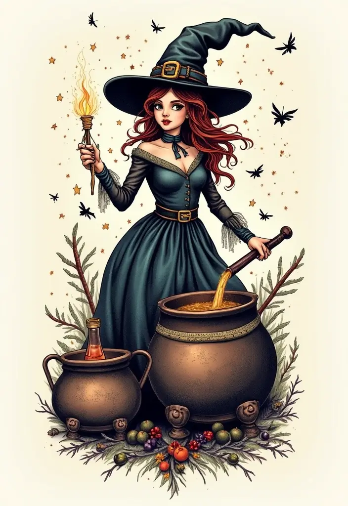 30 Dark Gothic Tattoos with Mysterious and Edgy Aesthetics - 22. The Witch