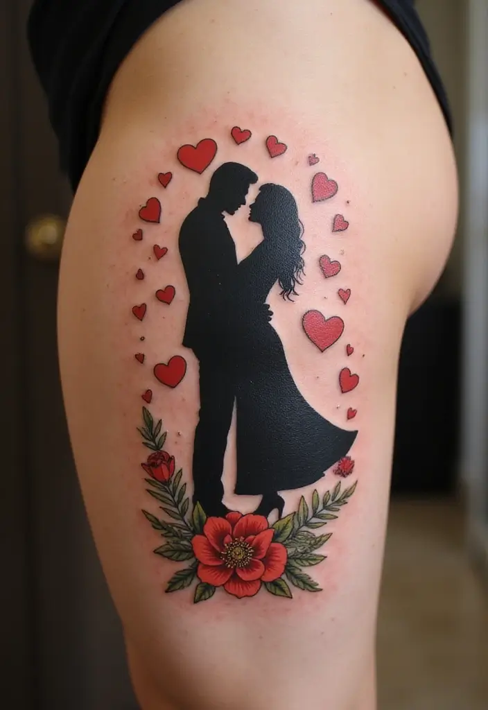 30 Elvis Silhouette Tattoo Ideas for Rock Legends - 22. Elvis with a Sweetheart
