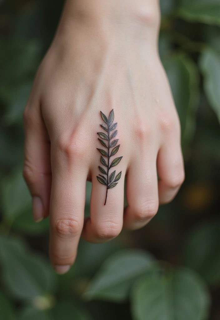 30 Finger Tattoo Ideas for Females That Look Stylish - 22. Simple Leaf