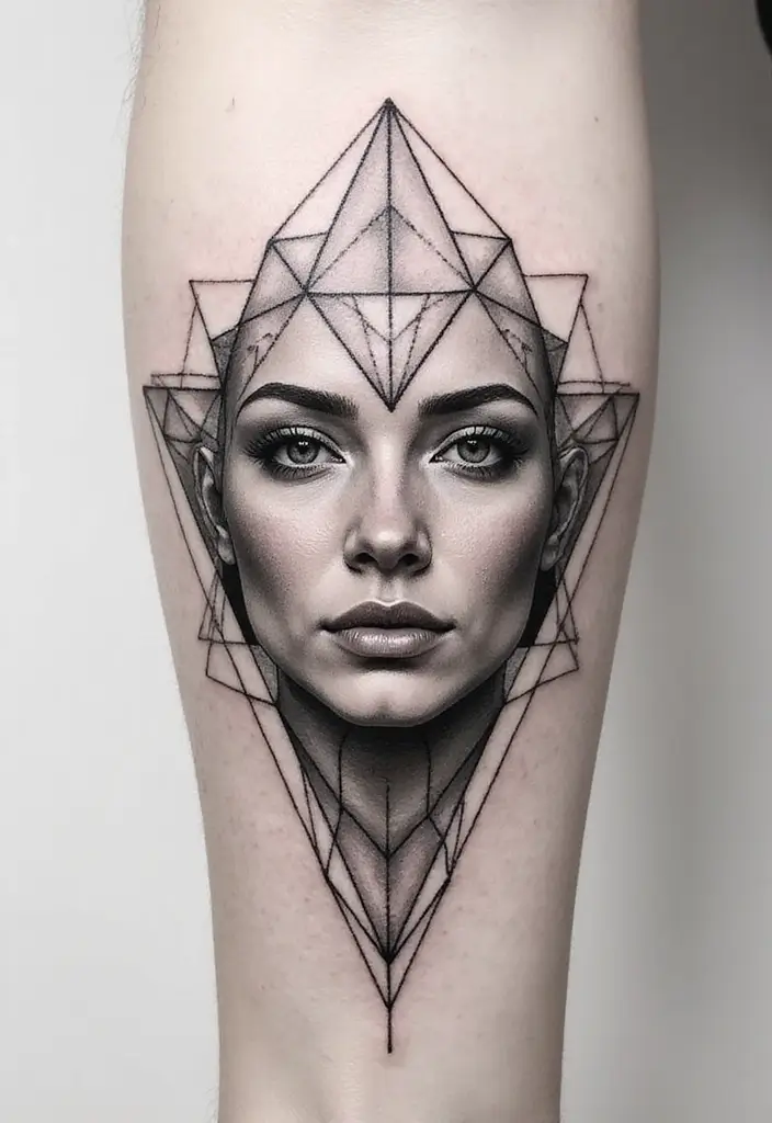 30 Geometric Head Tattoo Ideas for Bold Expression - 22. Triangular Faces