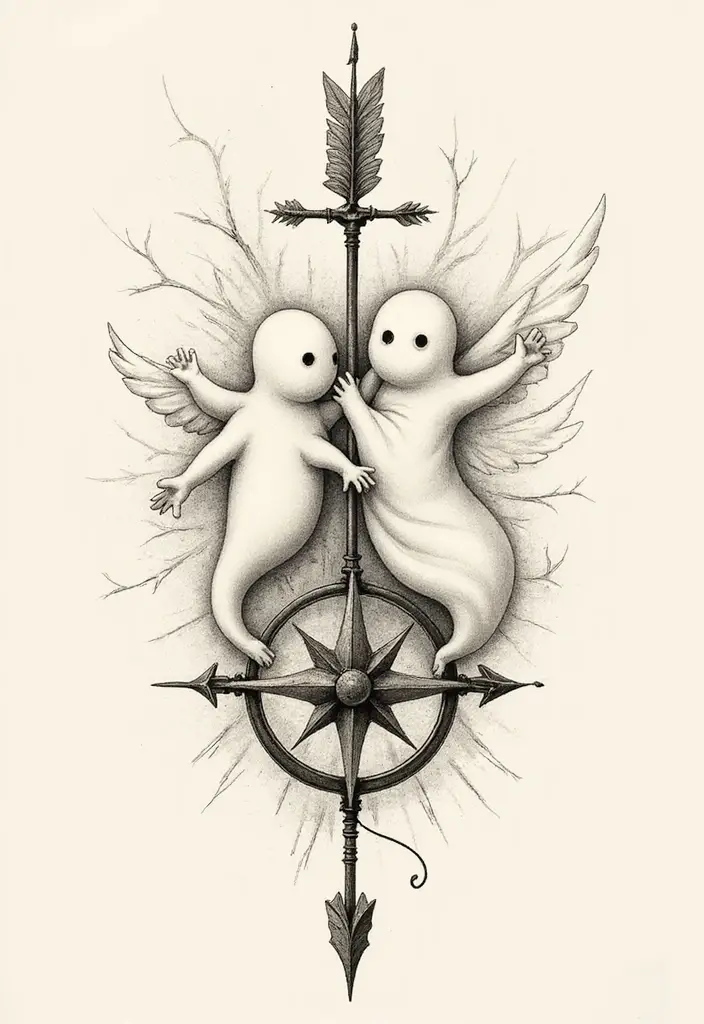 30 Ghost Tattoo Meanings and Designs with Spooky Style - 22. Spirits of Guidance