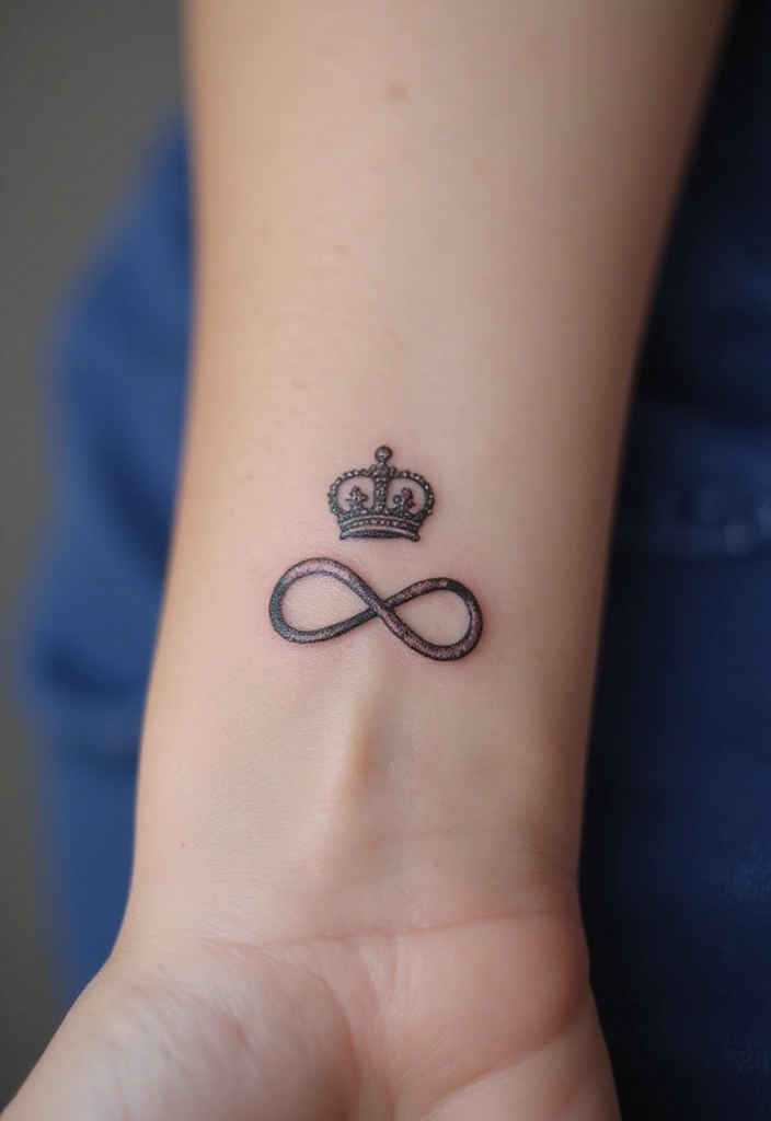 30 Infinity Friendship Tattoo Ideas for Everlasting Bonds - 22. Infinity with a Crown