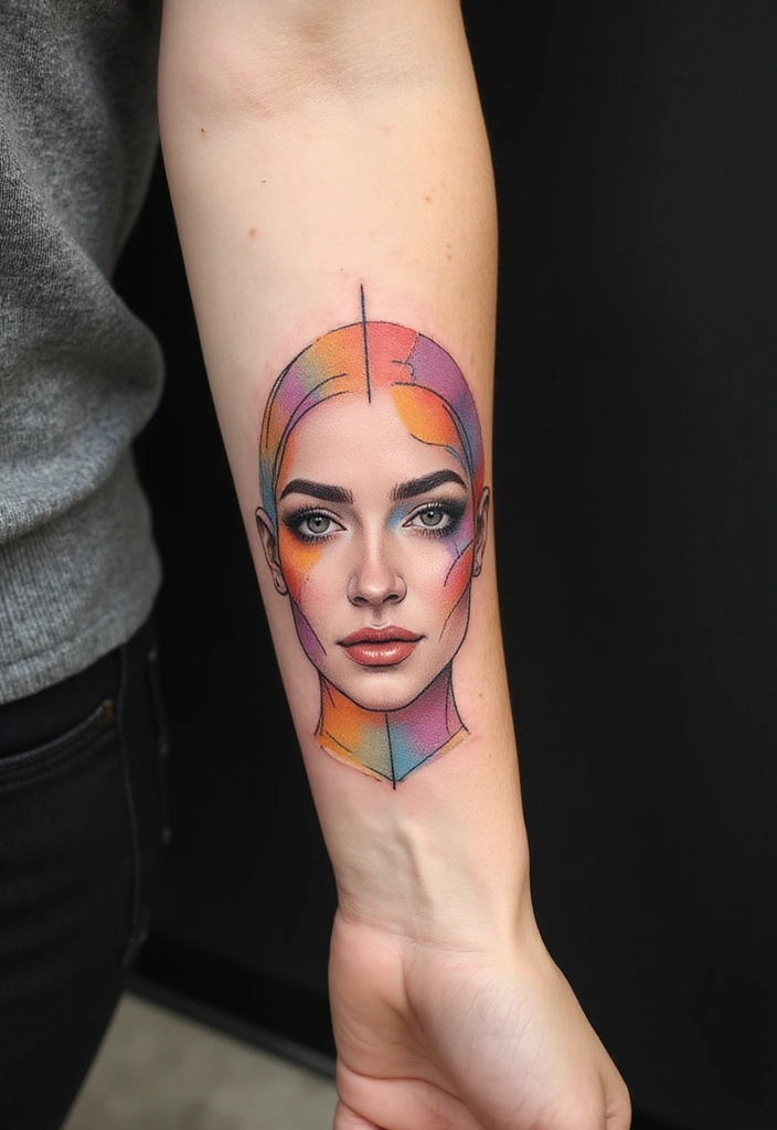 30 Inner Forearm Tattoo Ideas for a Personal Statement - 22. Abstract Faces