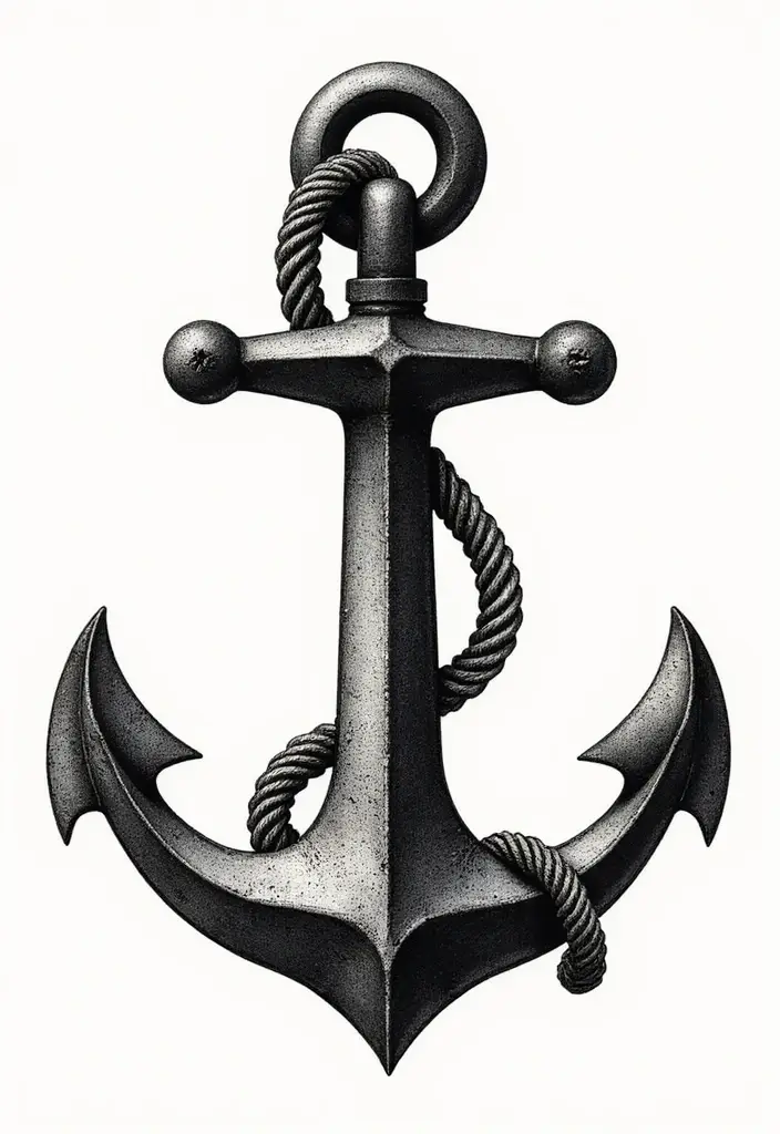 30 Male First Tattoo Ideas That Are Meaningful and Cool - 22. The Anchor with Rope