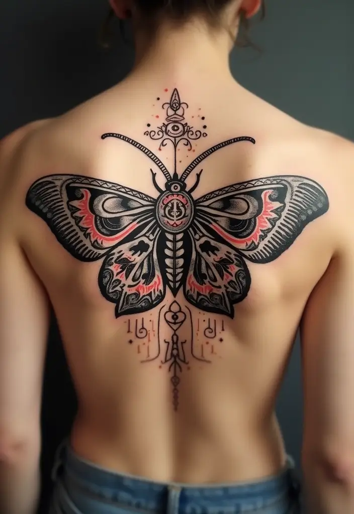 30 Moth Tattoo Designs with Symbolism and Beauty - 22. Moth Inspired by Cultural Mythology