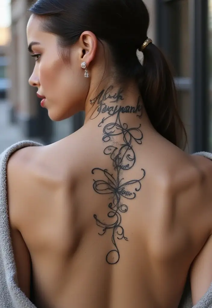 30 Neck Tattoo Fonts That Stand Out - 22. Curved Text