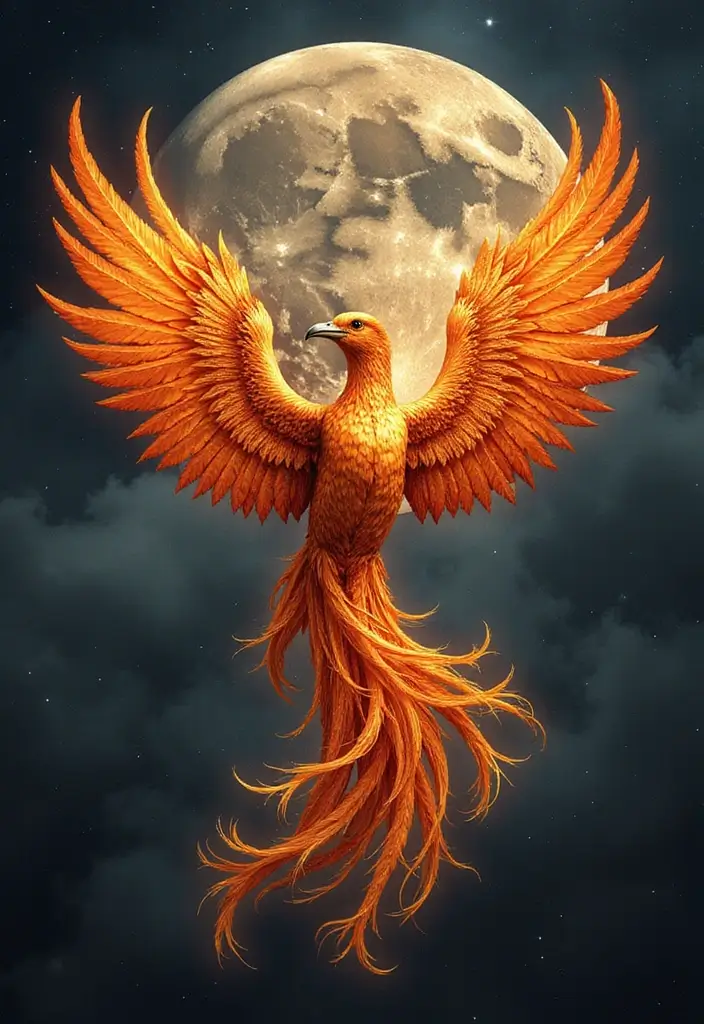 30 Phoenix Reborn Tattoo Designs with Deep Meanings - 22. Phoenix in the Moonlight