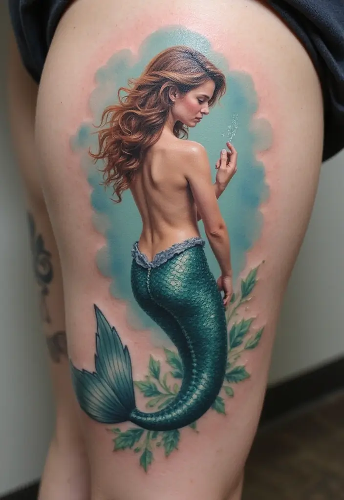 30 Realism Mermaid Tattoo Inspirations That Look Breathtaking - 22. Emotional Mermaid