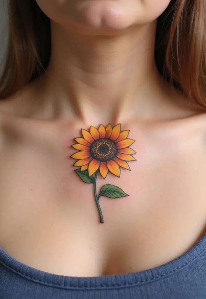 30 Small Tattoo Placements That Make a Big Statement - 22. Tiny Sunflower on the Collarbone