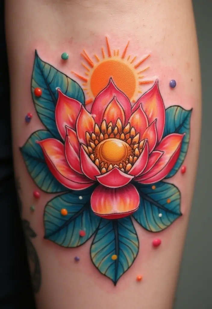 30 Strength Lotus Flower Tattoo Meaning and Designs - 22. Celebration of Life: Embracing Joy