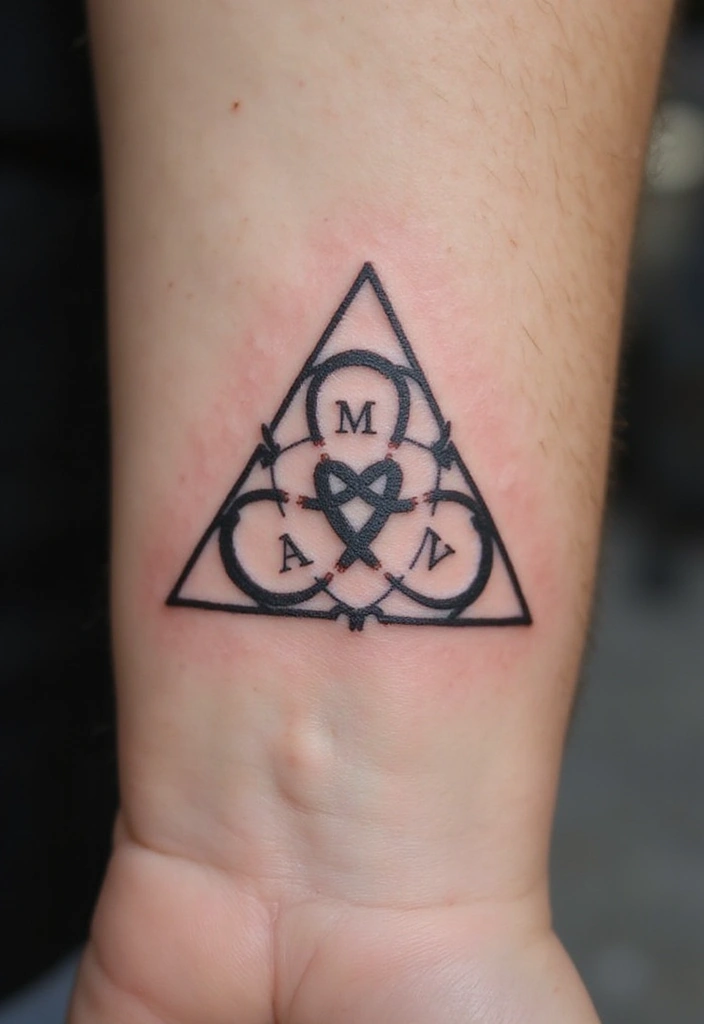 30 Triangle Tattoos for Guys That Carry Symbolic Meaning - 22. The Connection Triangle