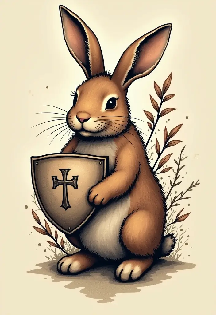 30 American Traditional Rabbit Tattoo Inspirations - 23. The Rabbit Guardian