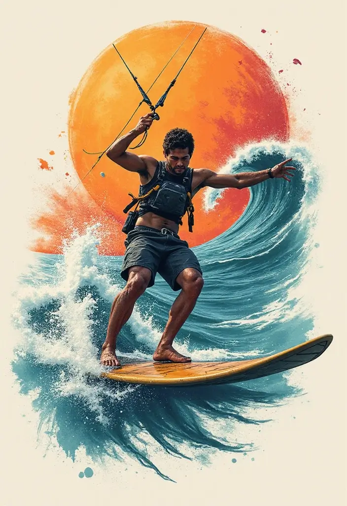 30 Beach Tattoos for Guys with Laid-Back and Cool Vibes - 23. Kite Surfer