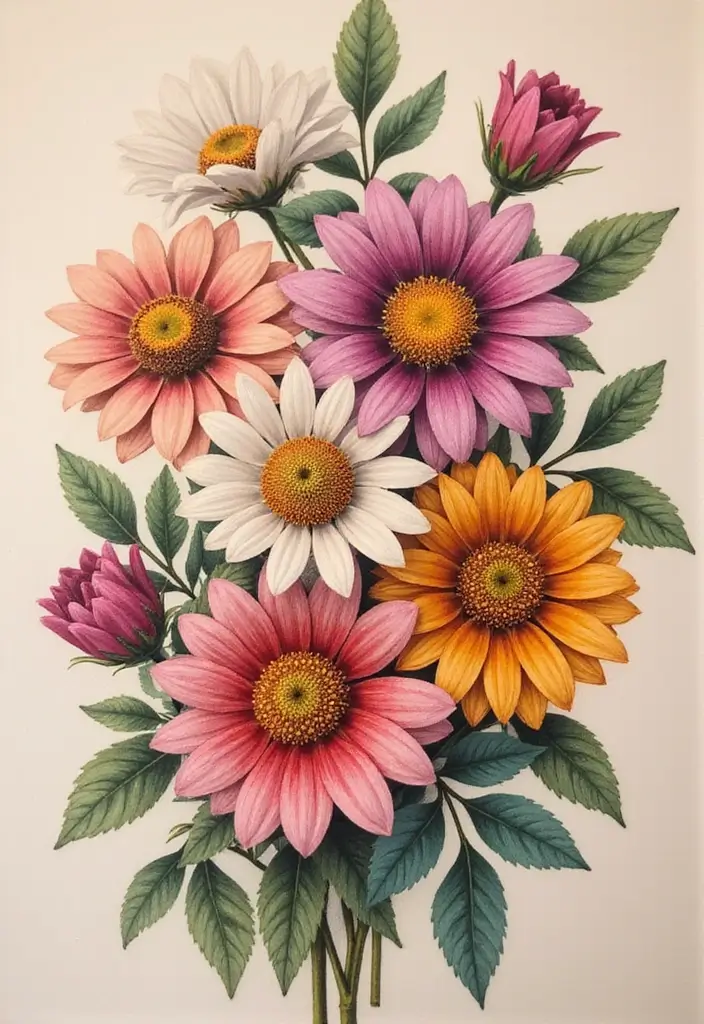 30 Daisy April Birth Flower Tattoo Designs You’ll Love - 23. Daisy Bouquet Tattoo