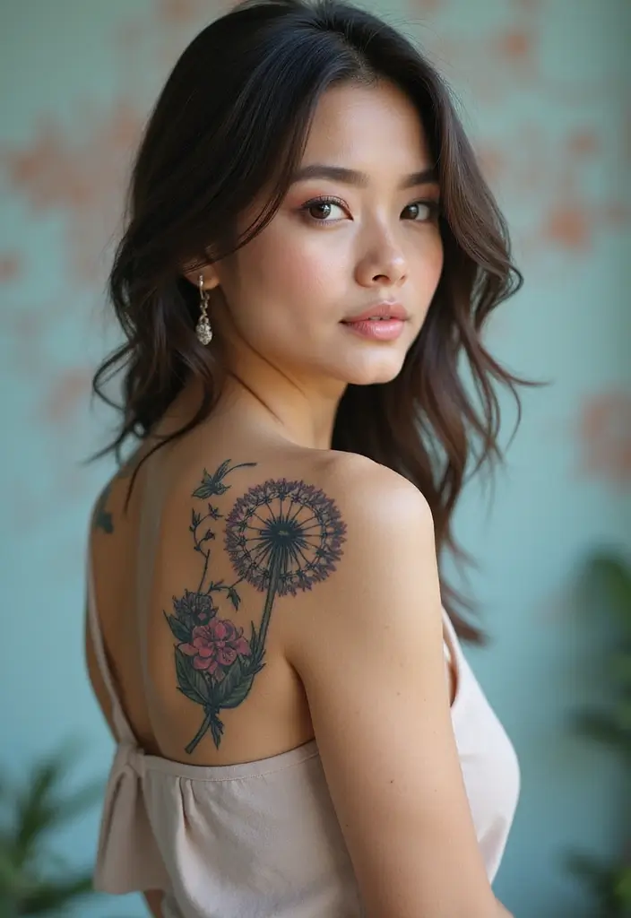 30 Dandelion Tattoo on Shoulder Ideas That Inspire Freedom - 23. Dandelion with a Clock