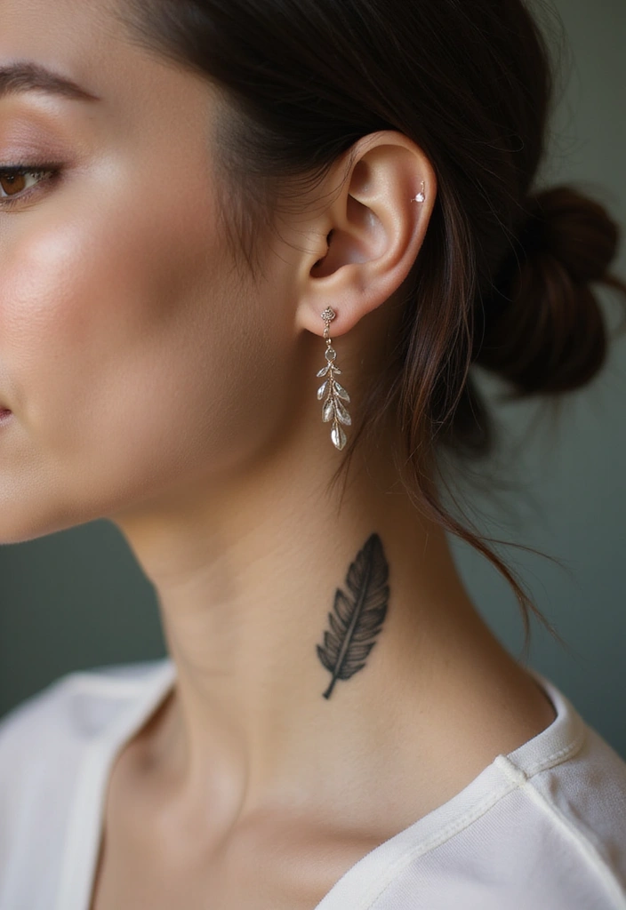 30 Feather Tattoo Behind Ear Meaning and Ideas - 23. Peace and Calm