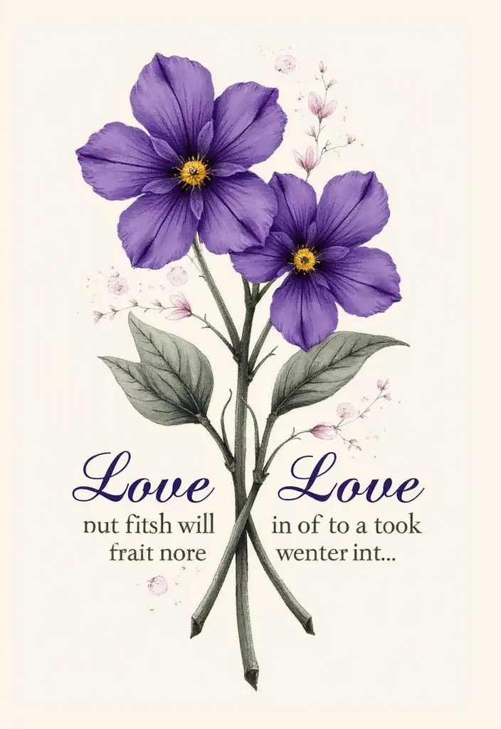 30 February Flower Tattoo Ideas with Birth Month Beauty - 23. Violets with a Love Quote