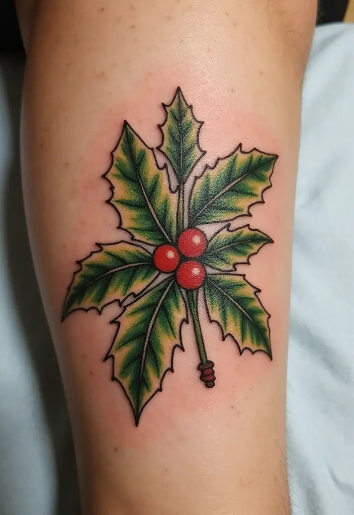 30 Holly Tattoo Meaning and Creative Design Ideas - 23. Vintage Holly Tattoo