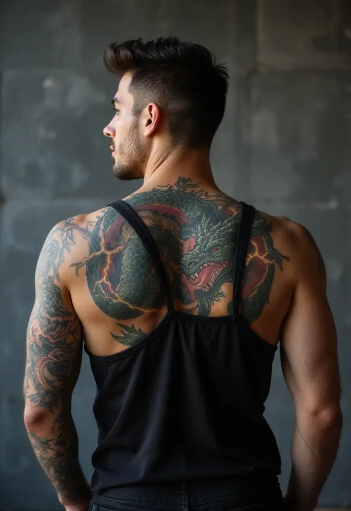 30 Lightning Tattoos for Men That Electrify Style - 23. Lightning and Dragon