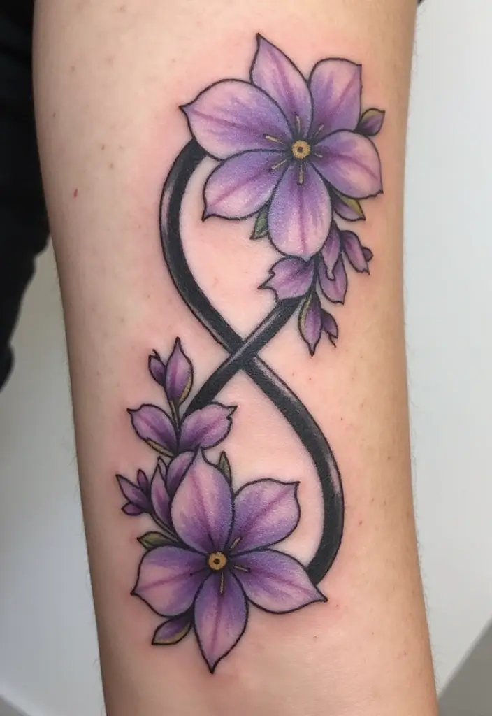 30 Lilac Flower Tattoo Designs with Gentle Symbolism - 23. Lilac and Infinity