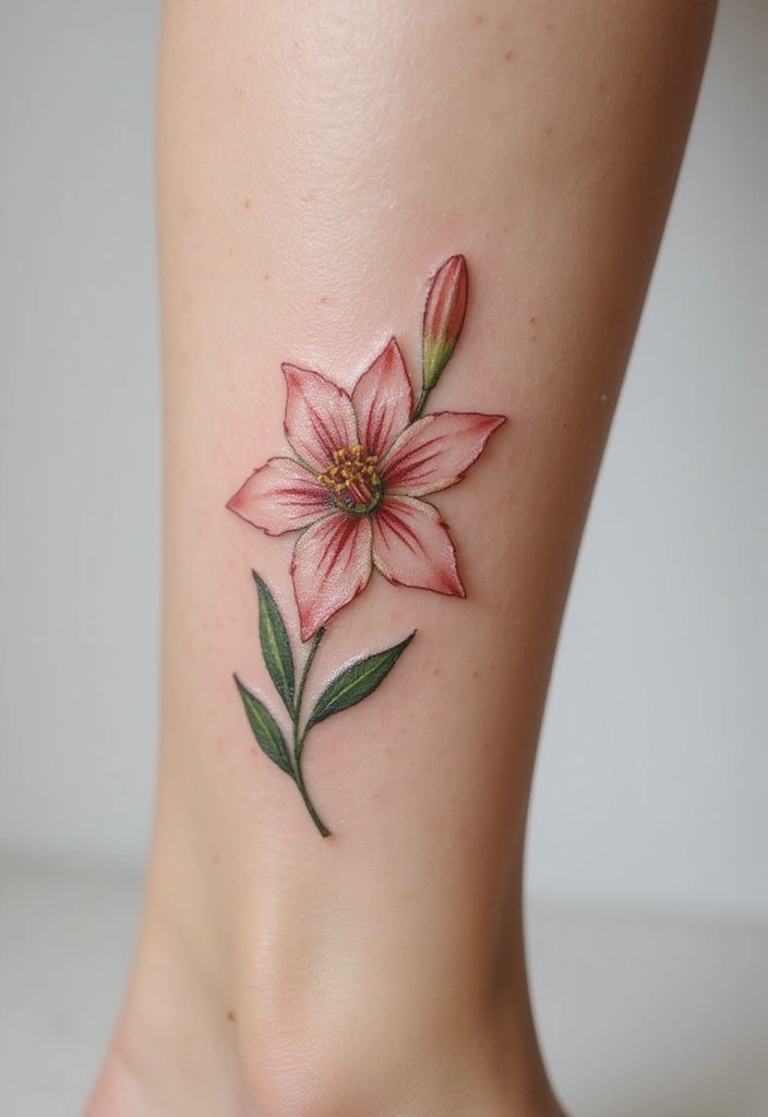30 Lily Tattoos for Men That Balance Strength and Elegance - 23. Dainty Ankle Lily
