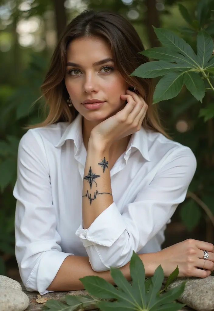 30 Nautical Star Tattoos for Classic Sailor Style - 23. Nautical Star with a Heartbeat Line