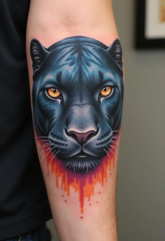 30 Panther Tattoo Designs That Represent Power and Mystery - 23. Gradient Panther
