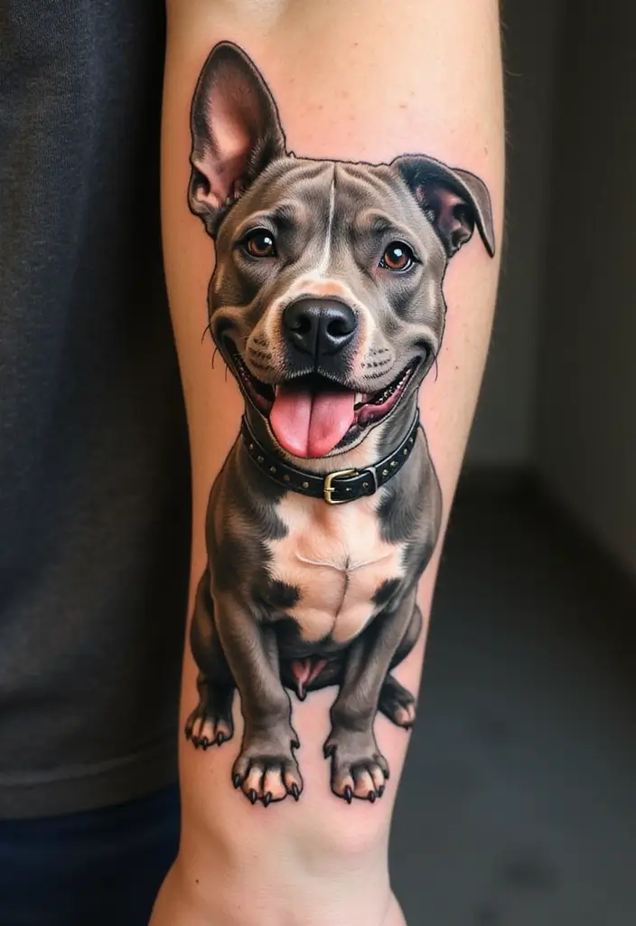 30 Pitbull Tattoo Designs Celebrating Strength and Loyalty - 23. Vintage Pin-Up Style Pitbull