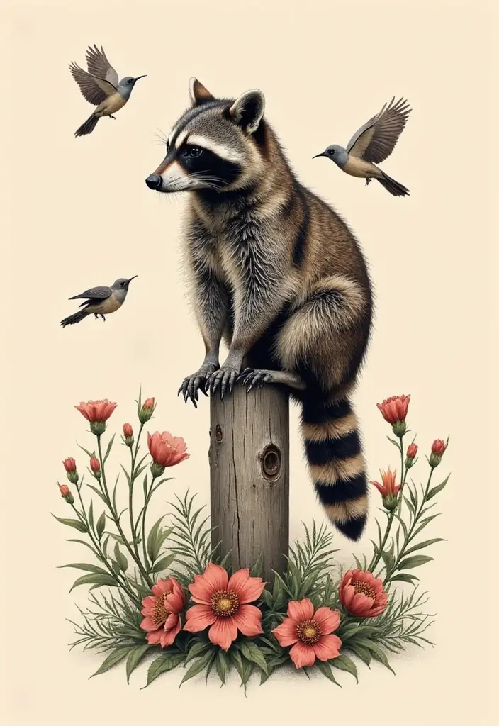 30 Raccoon Tattoo Designs with Clever and Playful Meanings - 23. The Gentle Observer